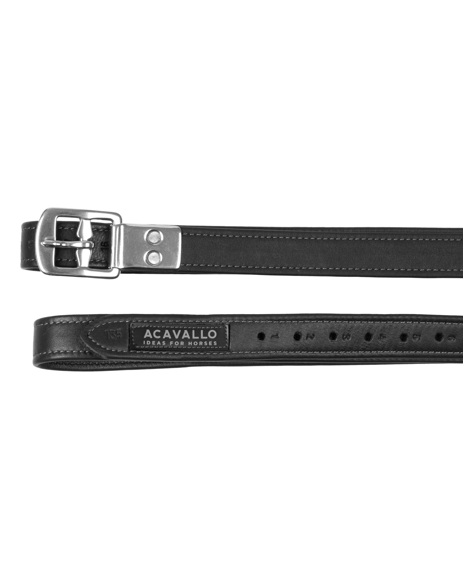 Calfskin stirrup leathers encased buckle