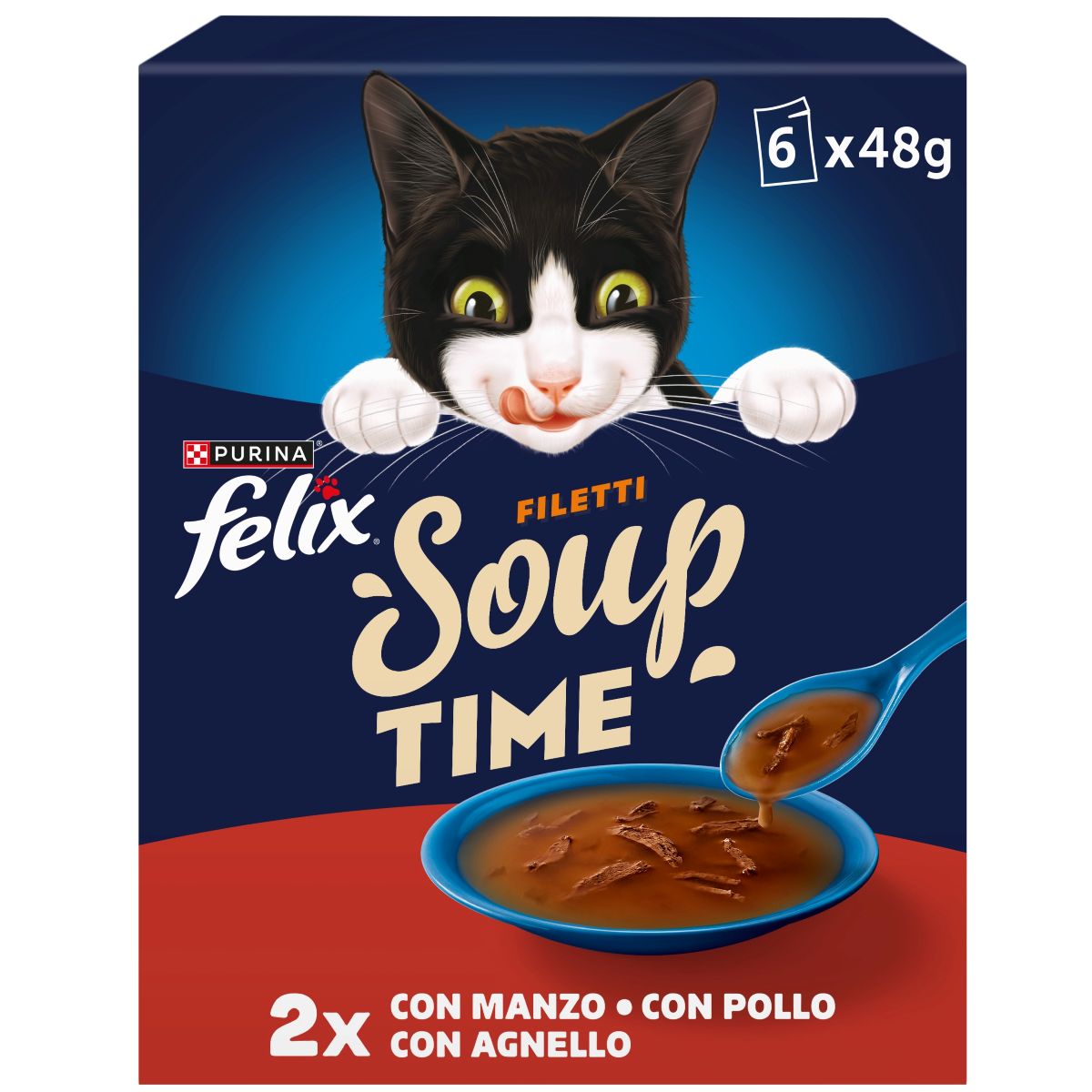 FELIX Soup Time Filetti Selezioni Deliziose 6x48g Manzo Pollo Agnello