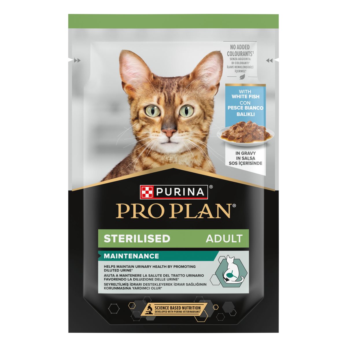 PURINA® PRO PLAN® Adult STERILISED MAINTENANCE con pesce bianco in salsa