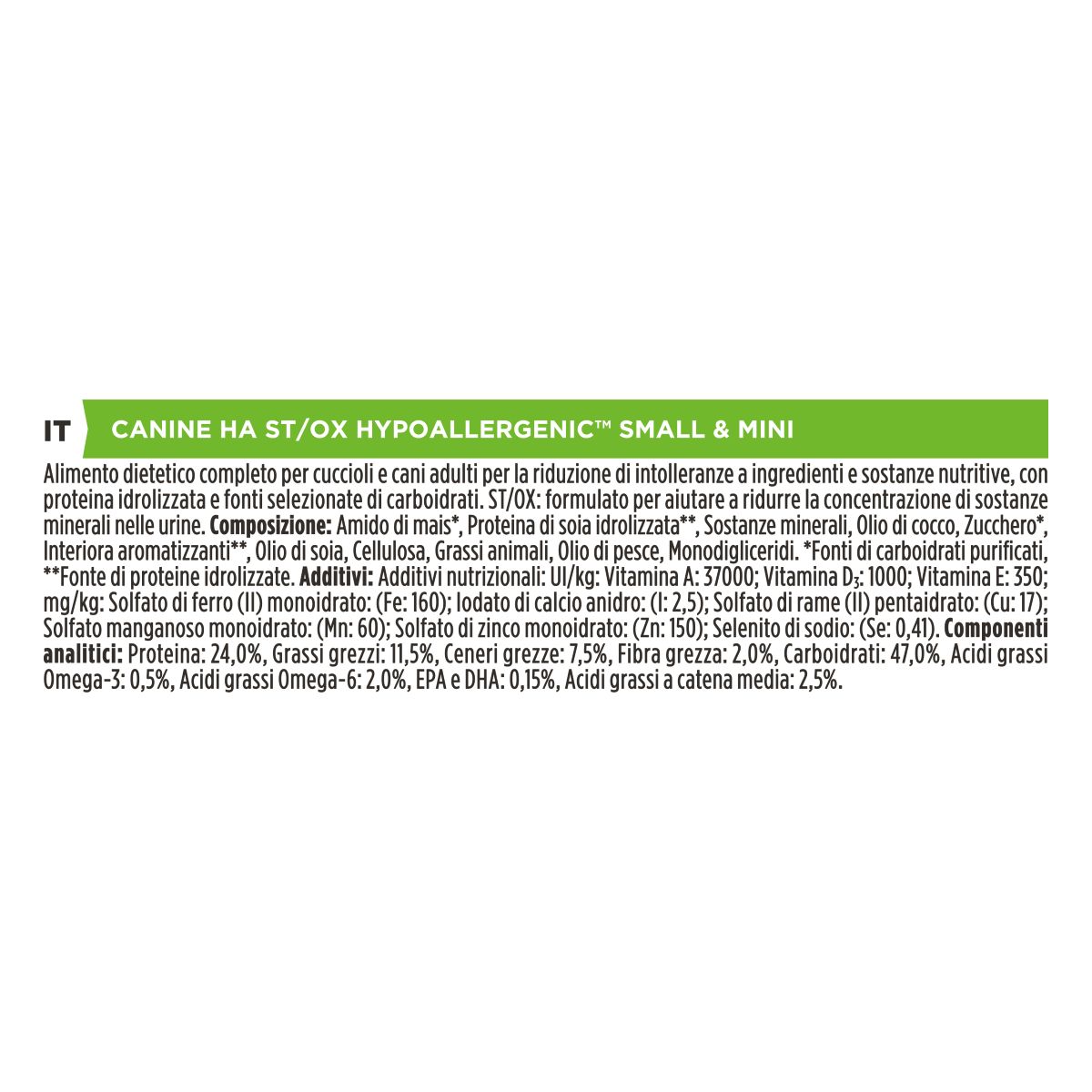 PURINA PRO PLAN VETERINARY DIETS HA - HYPOALLERGENIC secco cane, small&mini