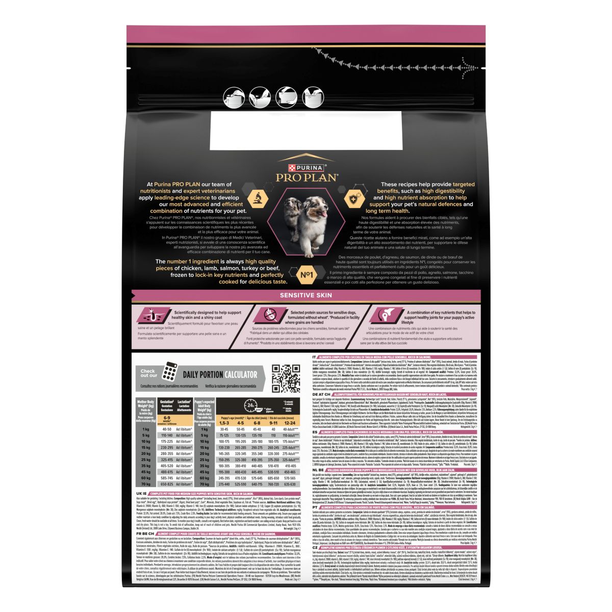 Purina Pro Plan Medium Puppy Sensitive Skin Ricco In Salmone
