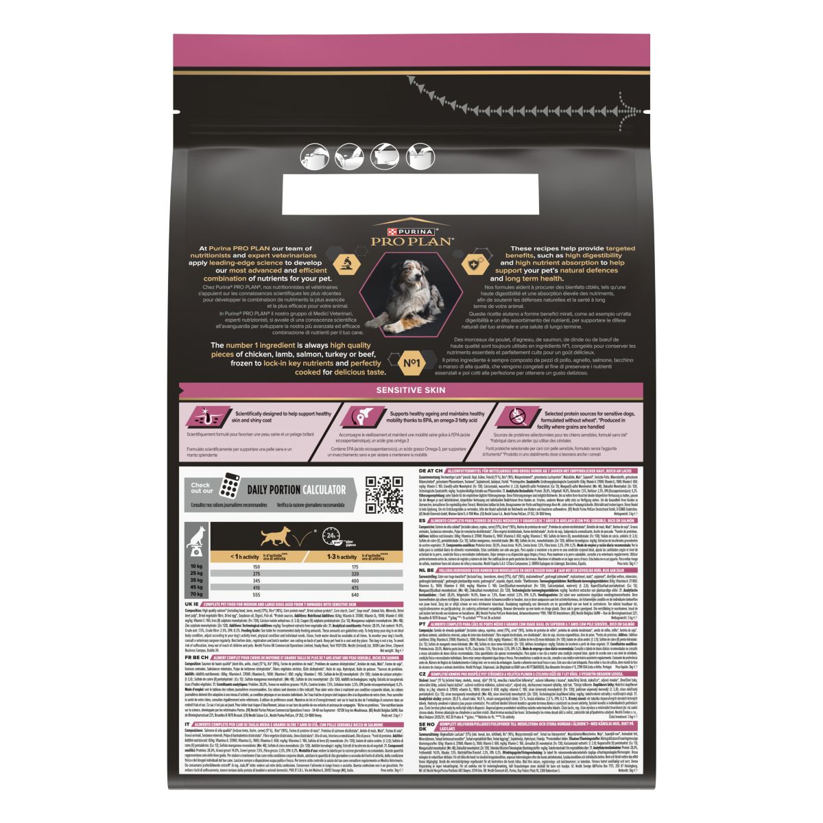 Purina Pro Plan Medium & Large Adult 7+ Sensitive Skin Ricco In Salmone
