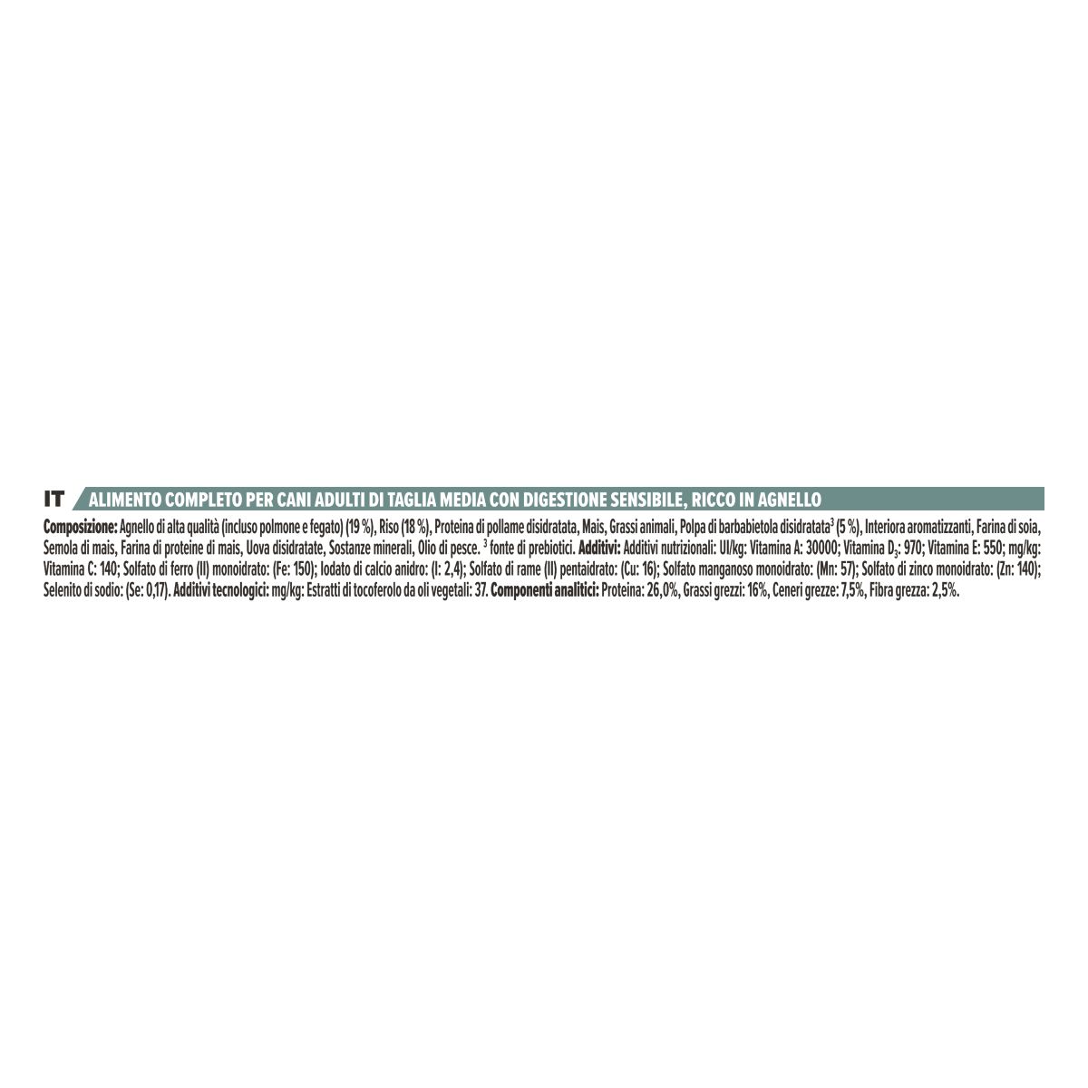 Purina Pro Plan Medium Adult Sensitive Digestion Ricco In Agnello
