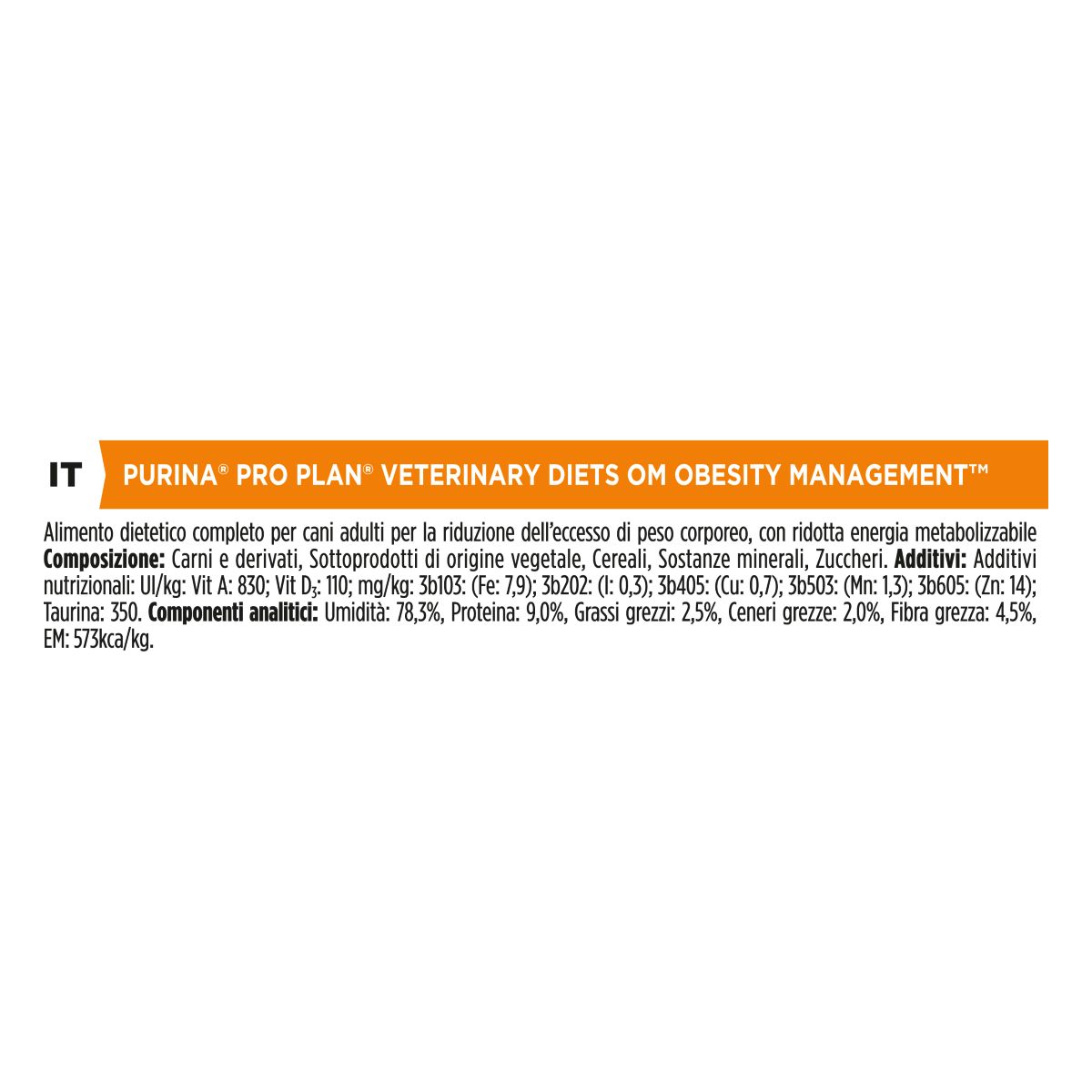 PURINA PRO PLAN VETERINARY DIETS umido cane OM Obesity Management