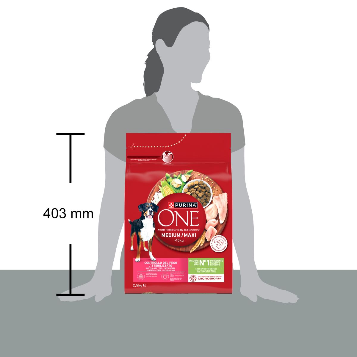 PURINA ONE® Medium / Maxi > 10kg Controllo del peso / Sterilizzato, Ricco in Tacchino con Riso
