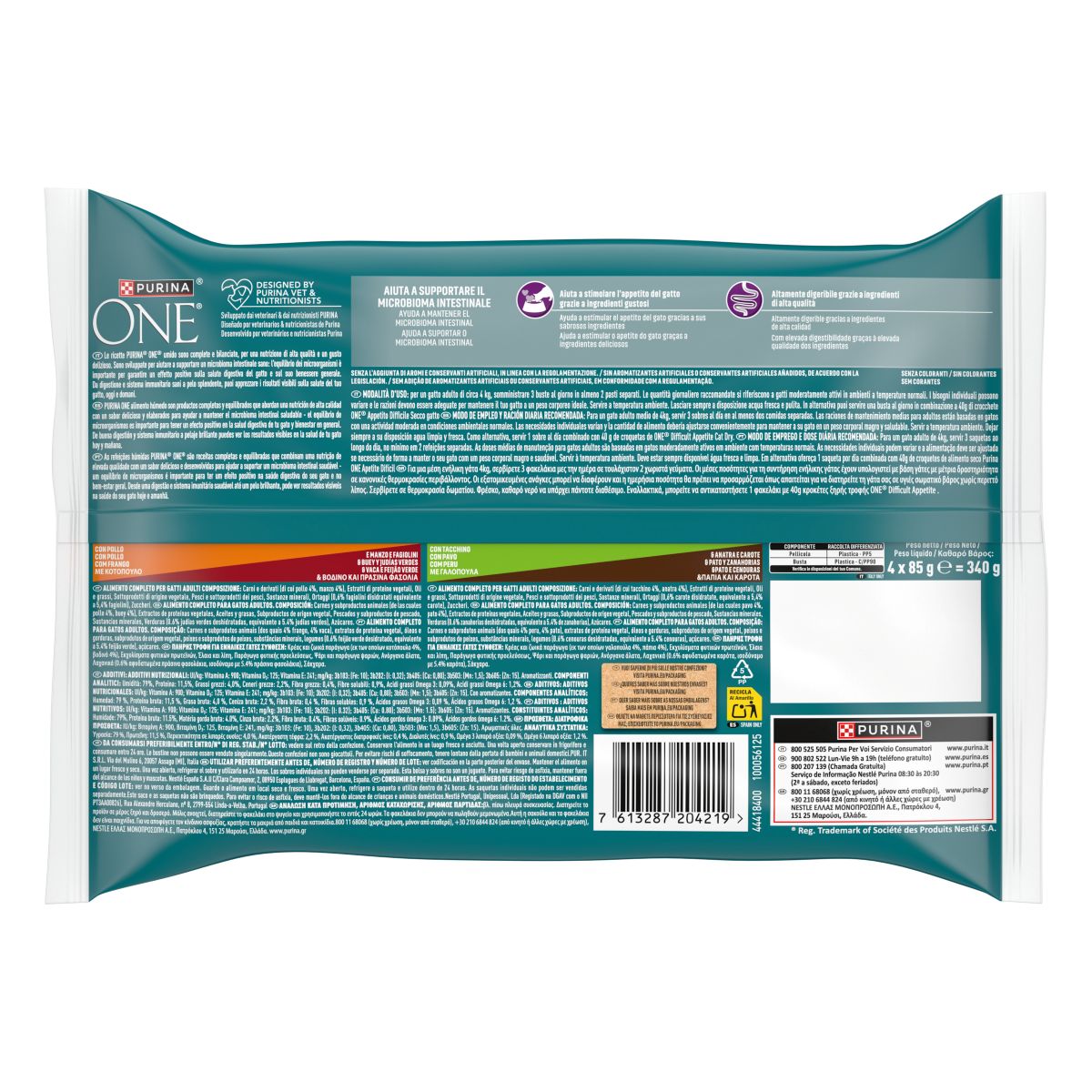 Purina ONE Bifensis Appetito Difficile 4x85g Pollo e Manzo/Tacchino e Anatra