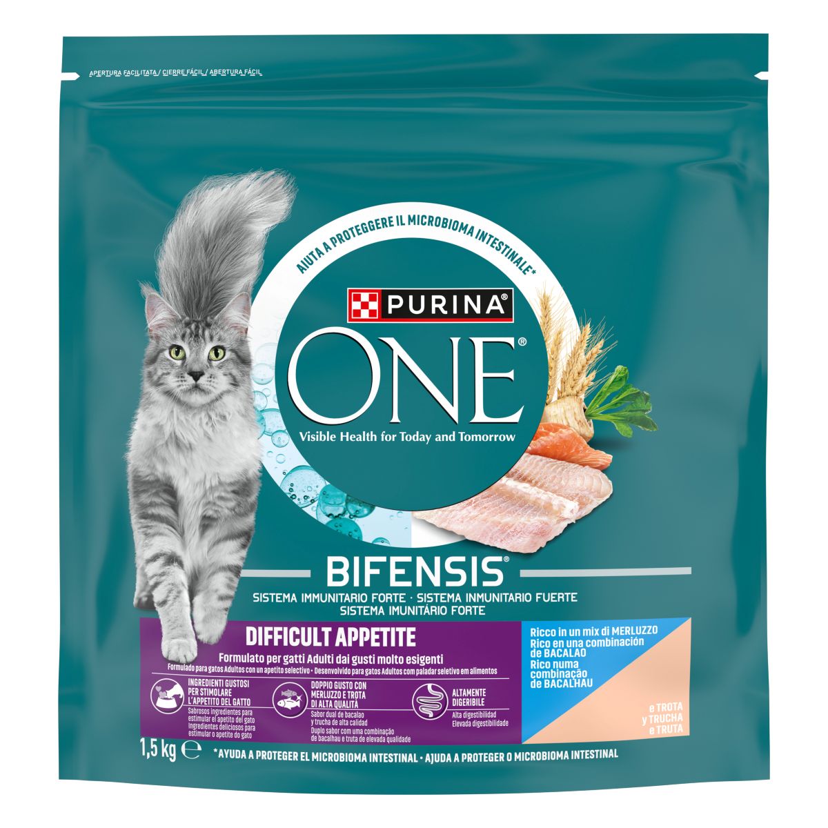 PURINA ONE®&nbsp;Appetito Difficile, Ricco in Merluzzo e Trota