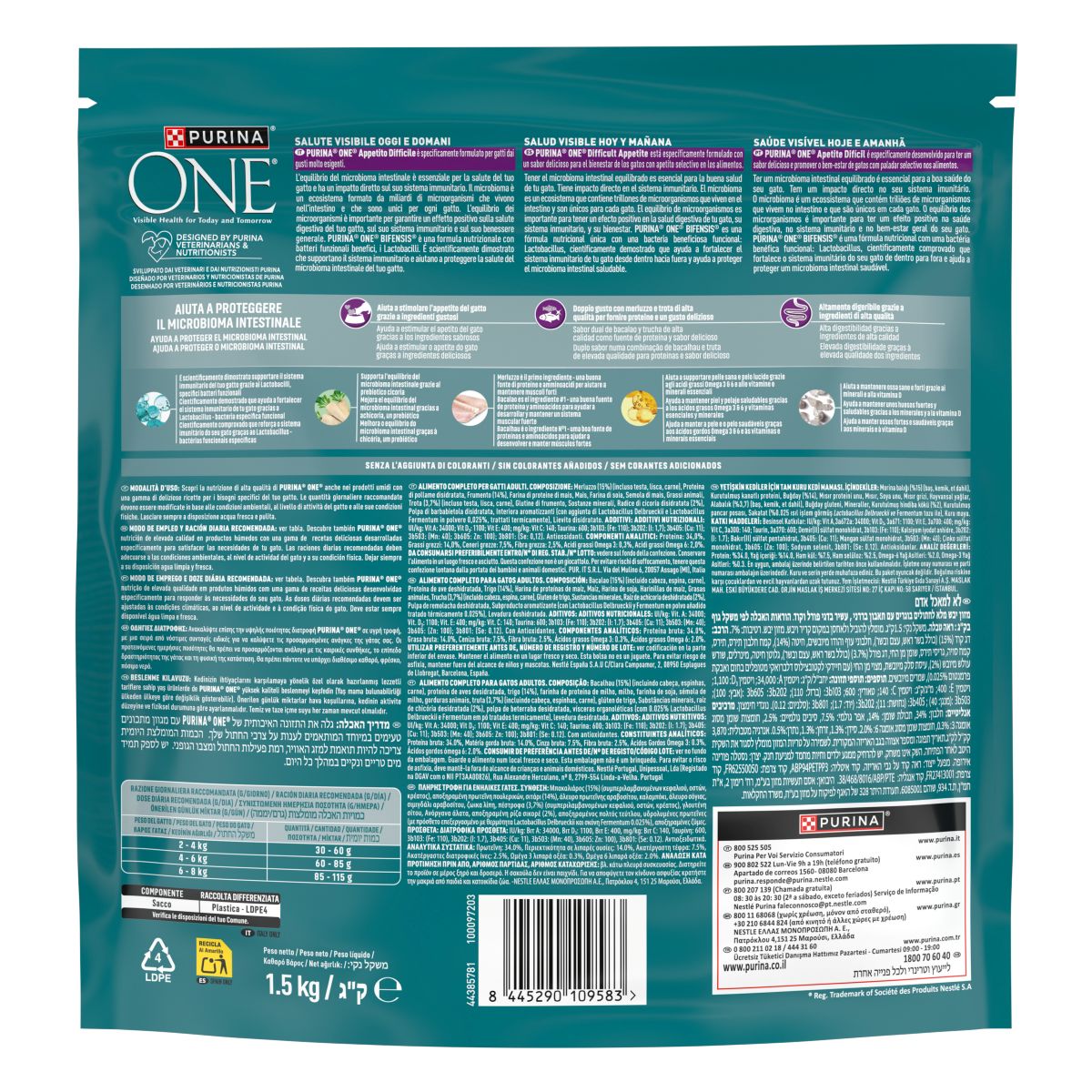 PURINA ONE®&nbsp;Appetito Difficile, Ricco in Merluzzo e Trota
