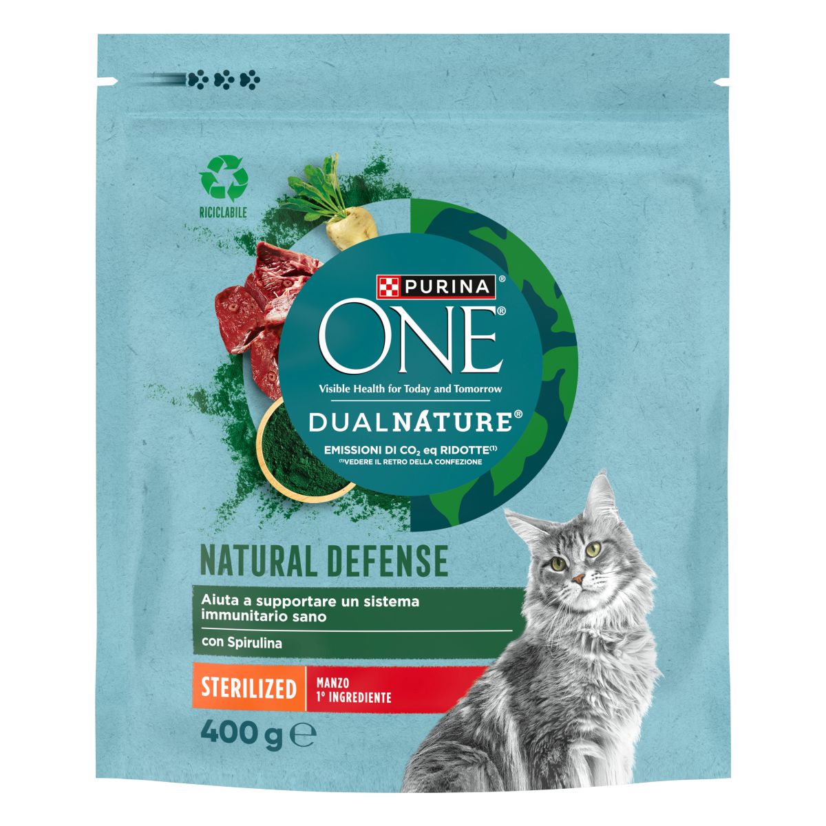 PURINA ONE DUALNATURE Crocchette Gatto Steril Ricco in Manzo e con Spirulina Naturale