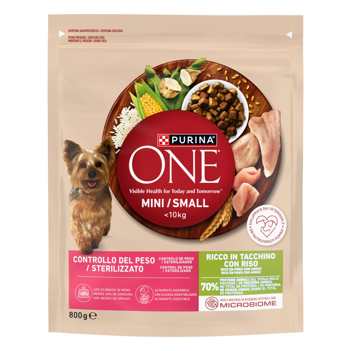 PURINA ONE® MINI/SMALL <&nbsp;10kg Controllo del peso / Sterilizzato Ricco in Tacchino con riso