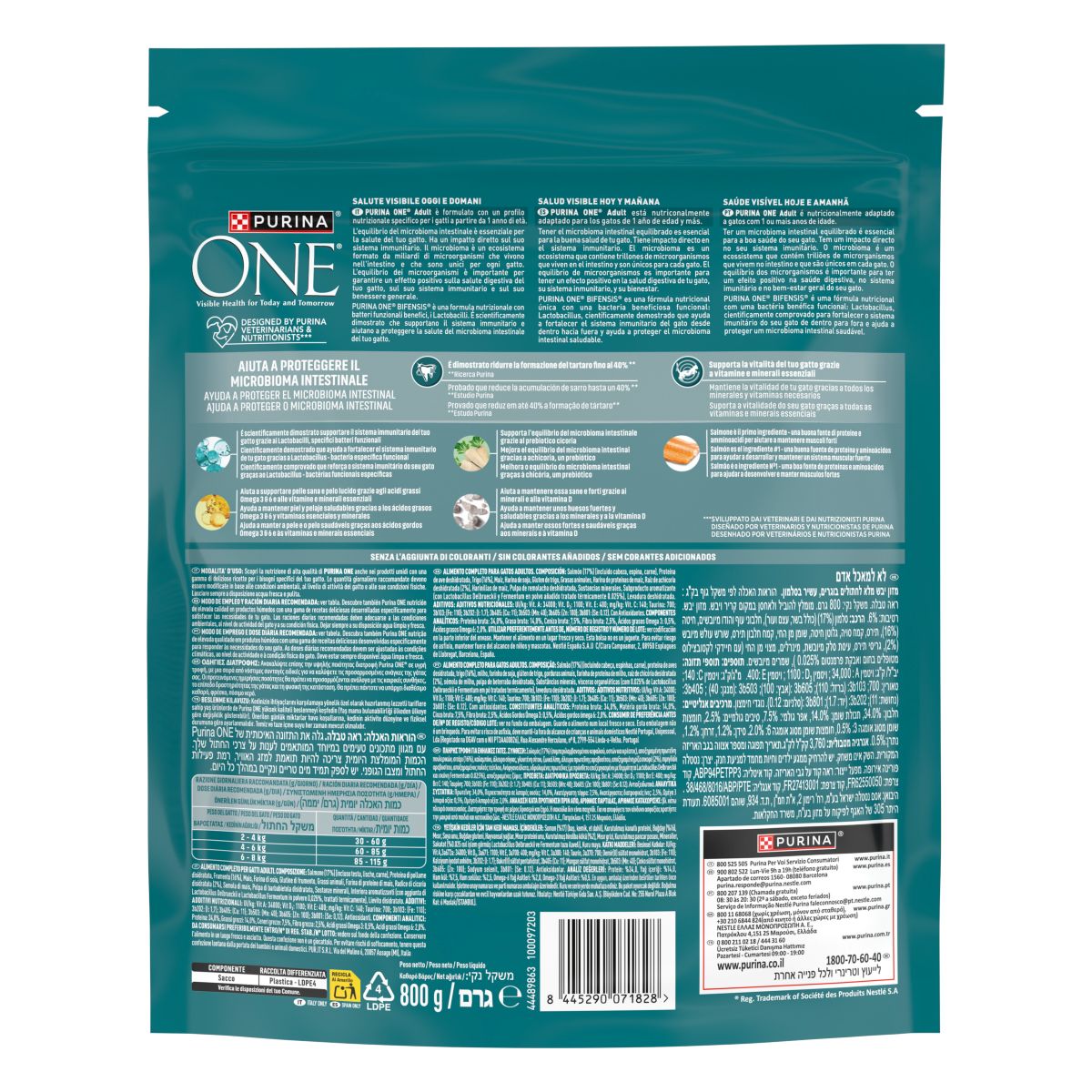 PURINA ONE® Bifensis® Adult Salmone e Cereali Integrali 800g