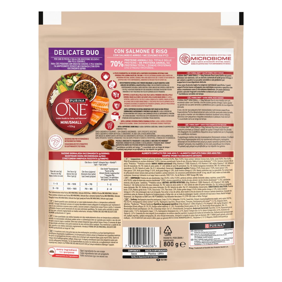 Purina ONE MINI Delicate Duo 800g Salmone e Riso