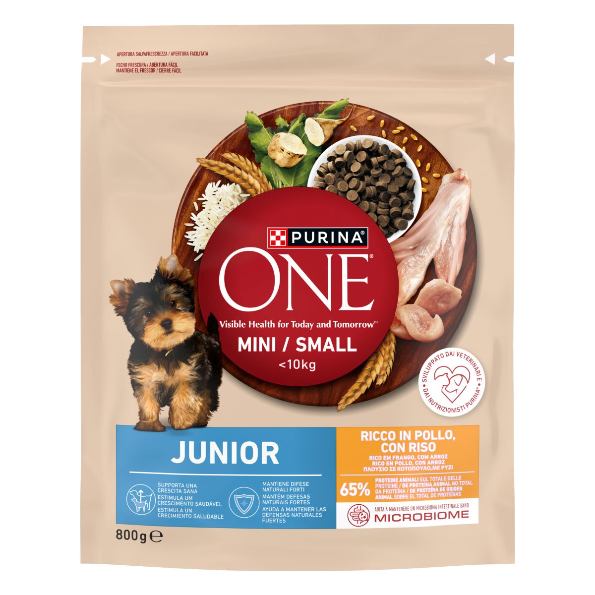 PURINA ONE® MINI/SMALL < 10kg Junior Ricco in Pollo con Riso
