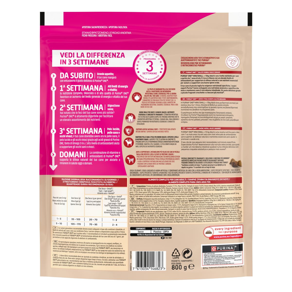 PURINA ONE® MINI/SMALL < 10kg Adult Ricco in Manzo, Con Riso