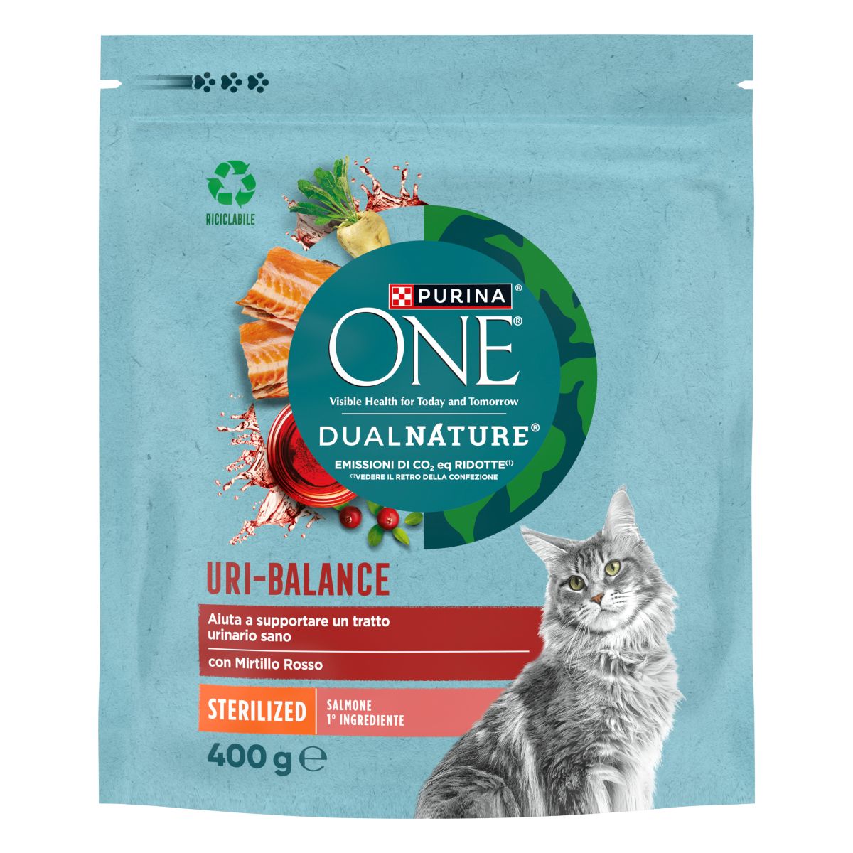 PURINA ONE® DualNature Sterilizzato 400g Mirtillo Rosso e Salmone