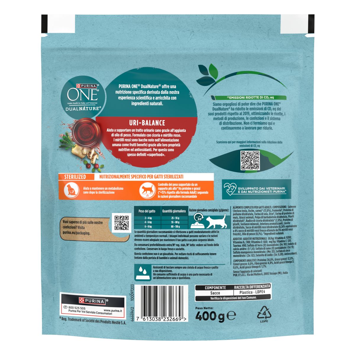 PURINA ONE® DualNature Sterilizzato 400g Mirtillo Rosso e Salmone