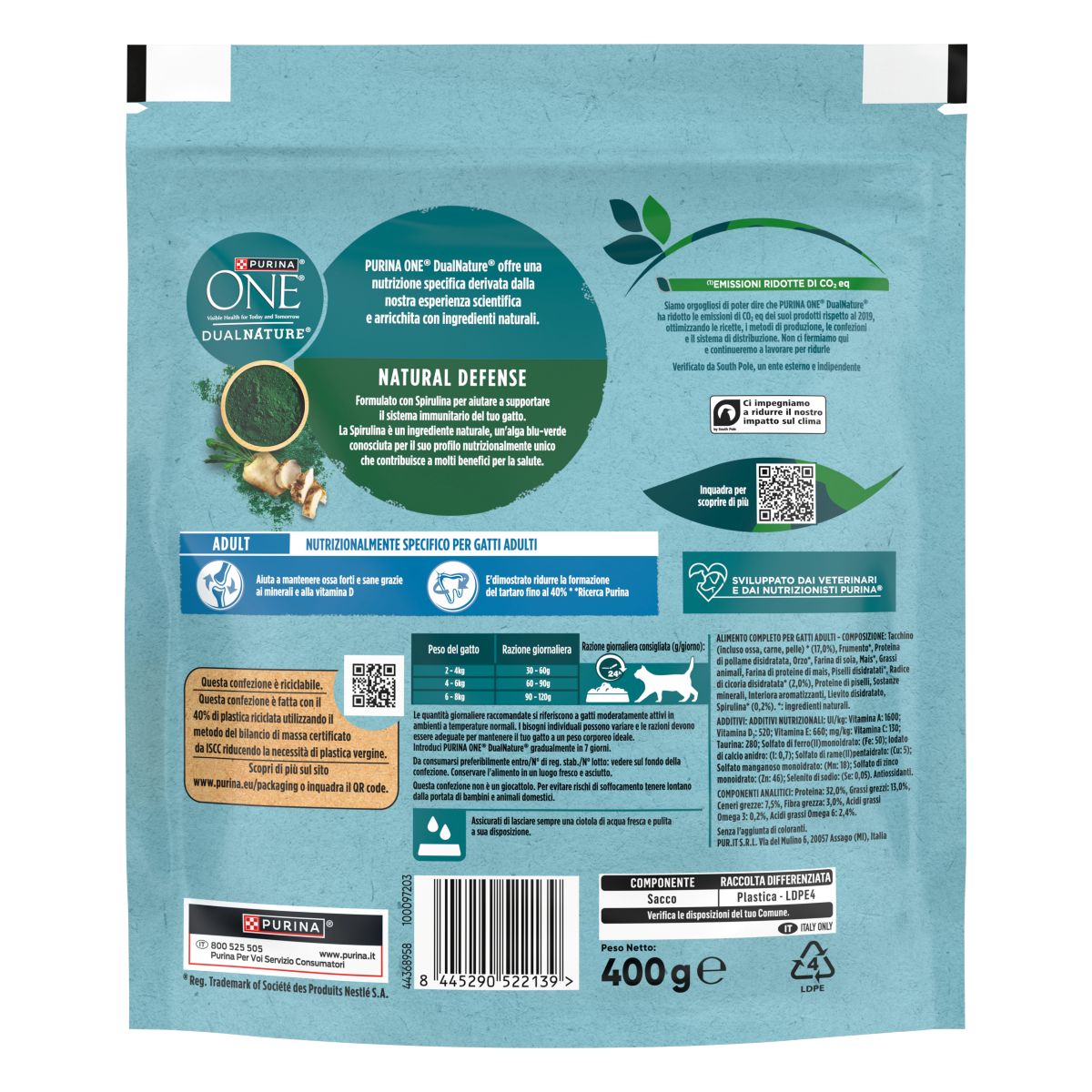 PURINA ONE® DualNature Adult 400g Tacchino