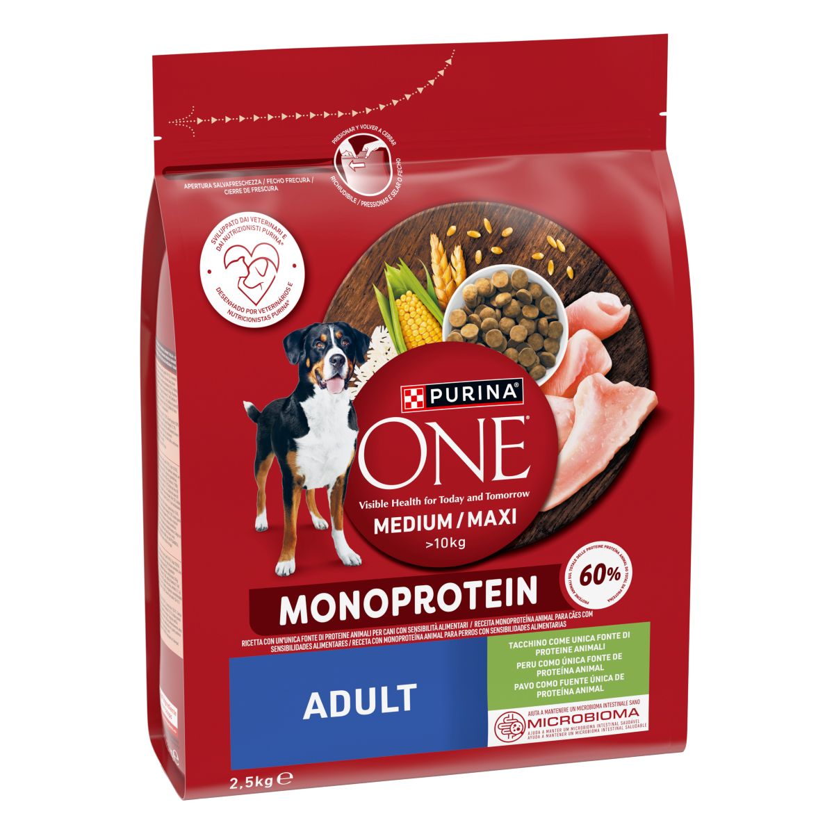 PURINA ONE® MEDIUM/MAXI Monoprotein 2,5kg Tacchino