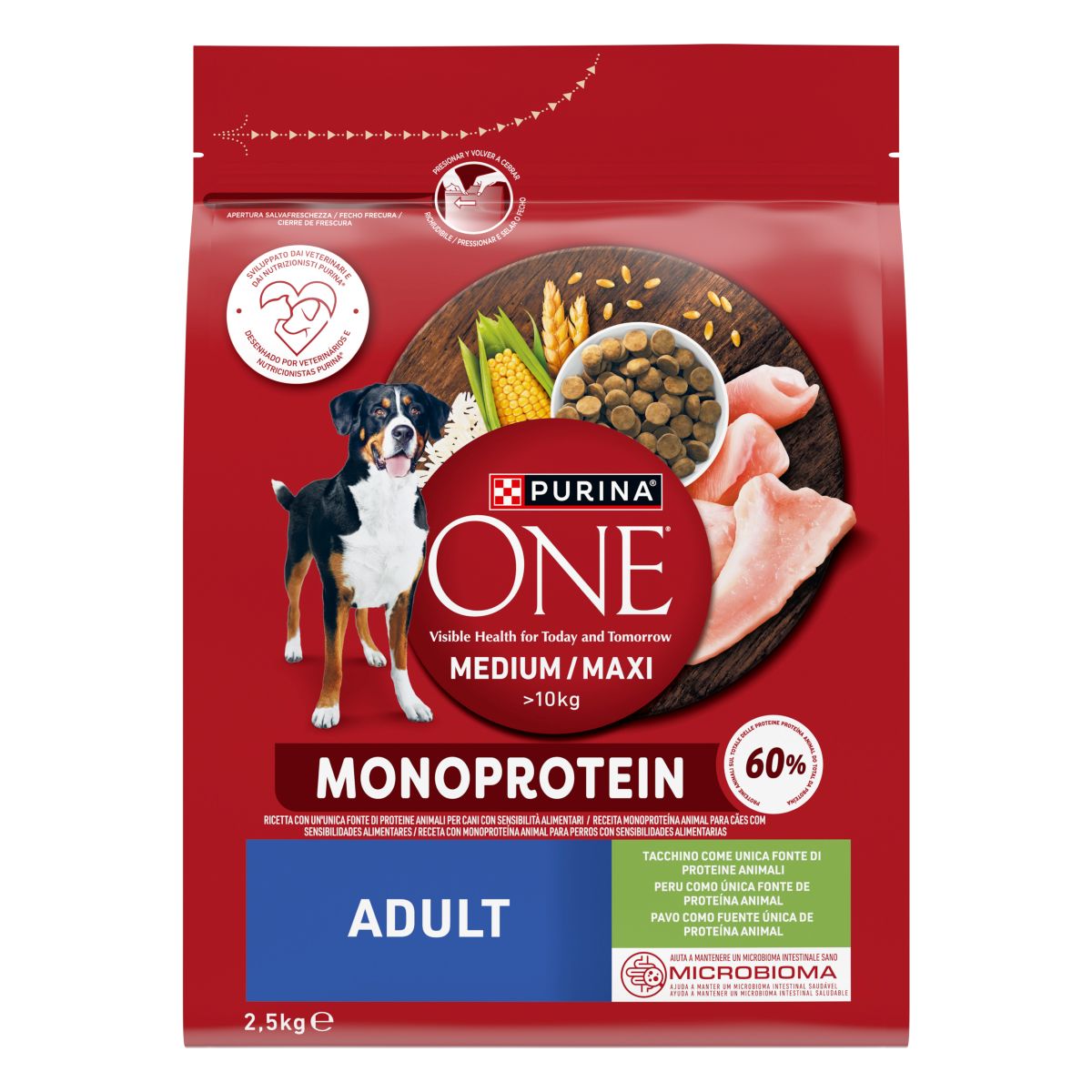 PURINA ONE® MEDIUM/MAXI Monoprotein 2,5kg Tacchino