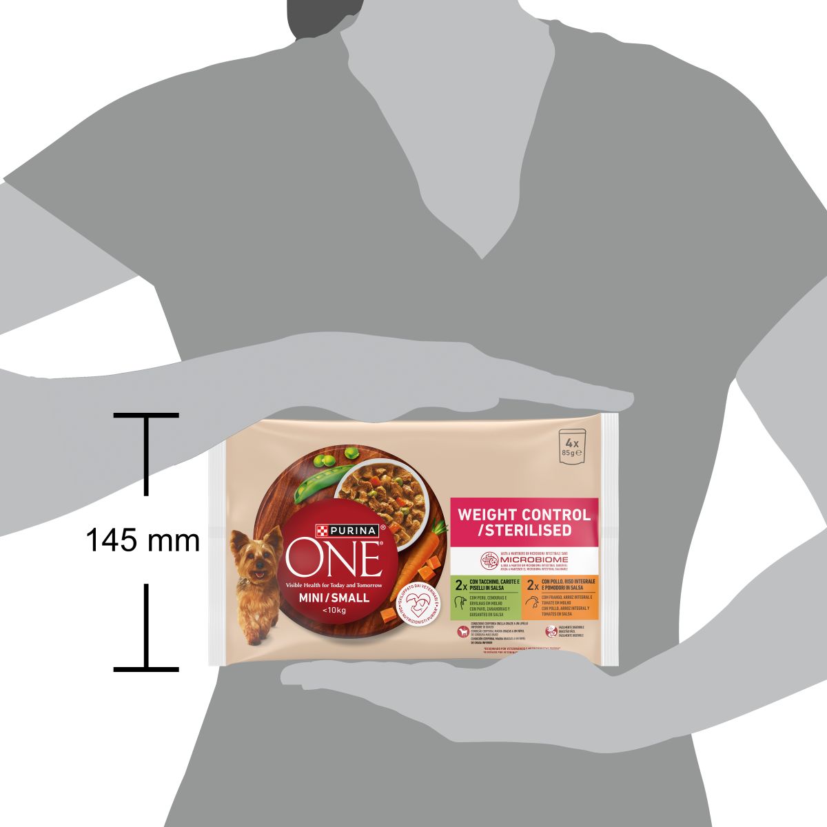 Purina ONE MINI Controllo del peso 85g Tacchino, Carote e Piselli