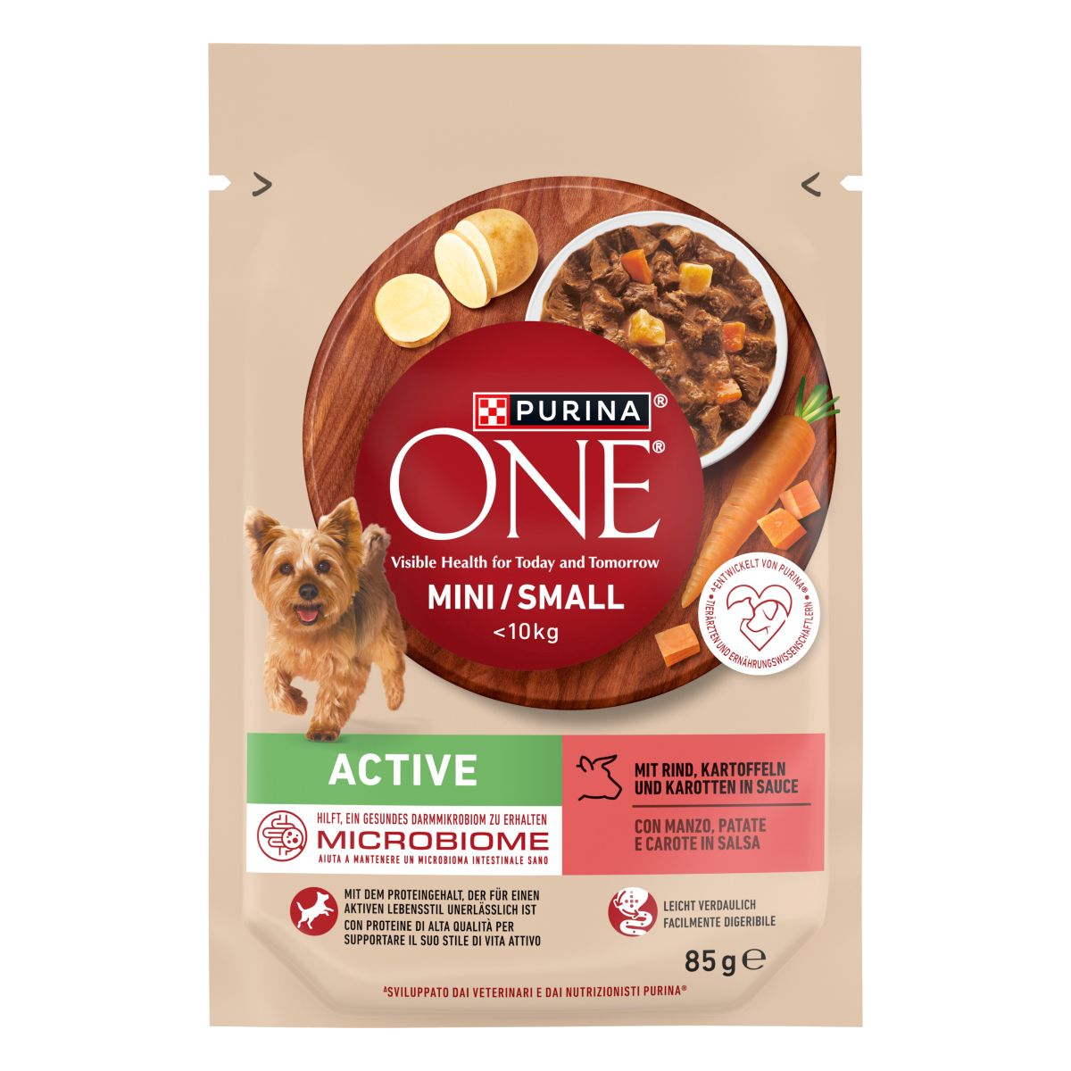 Purina ONE MINI Active 85g Manzo, Patate e Carote in Salsa
