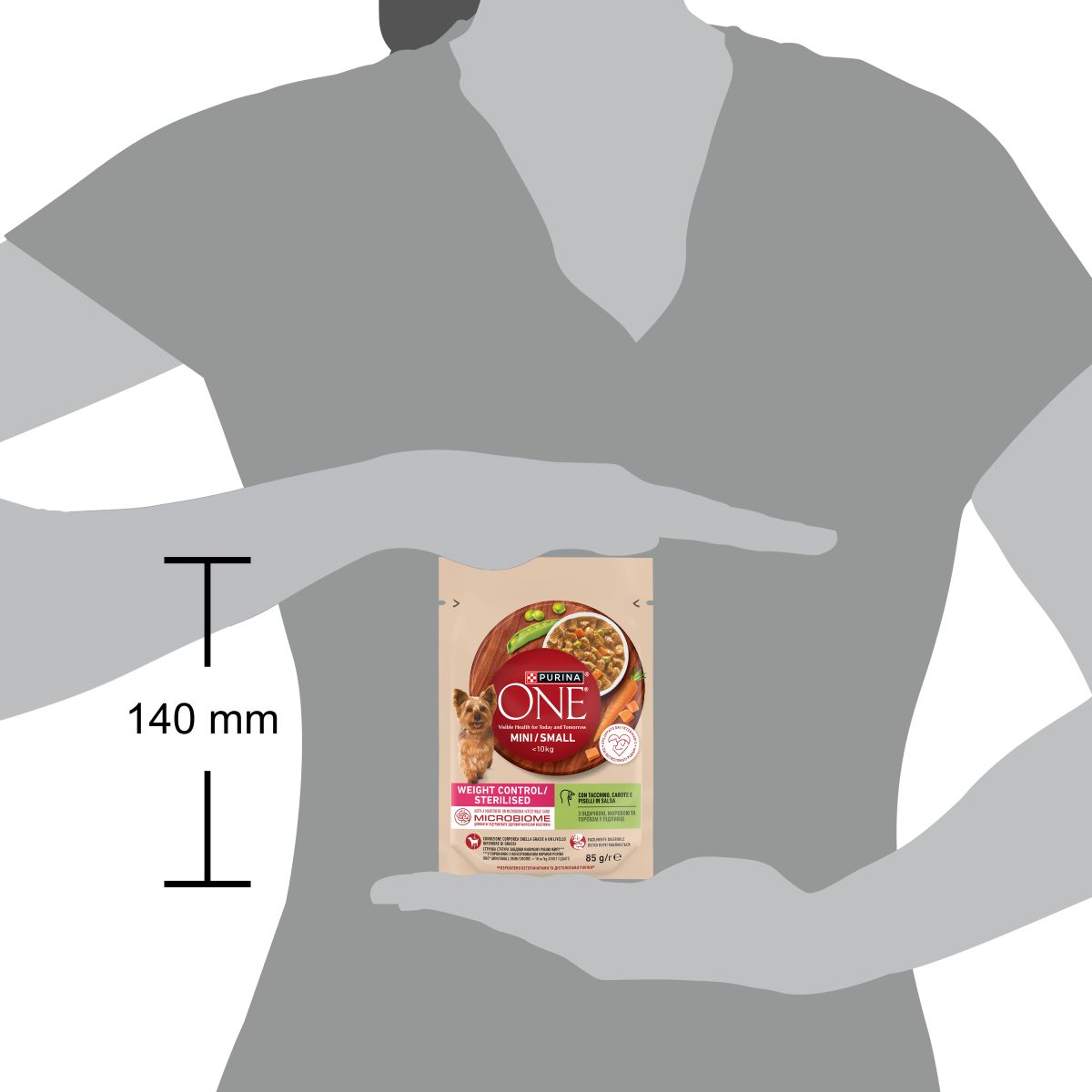Purina ONE MINI Controllo del peso 85g Tacchino, Carote e Piselli