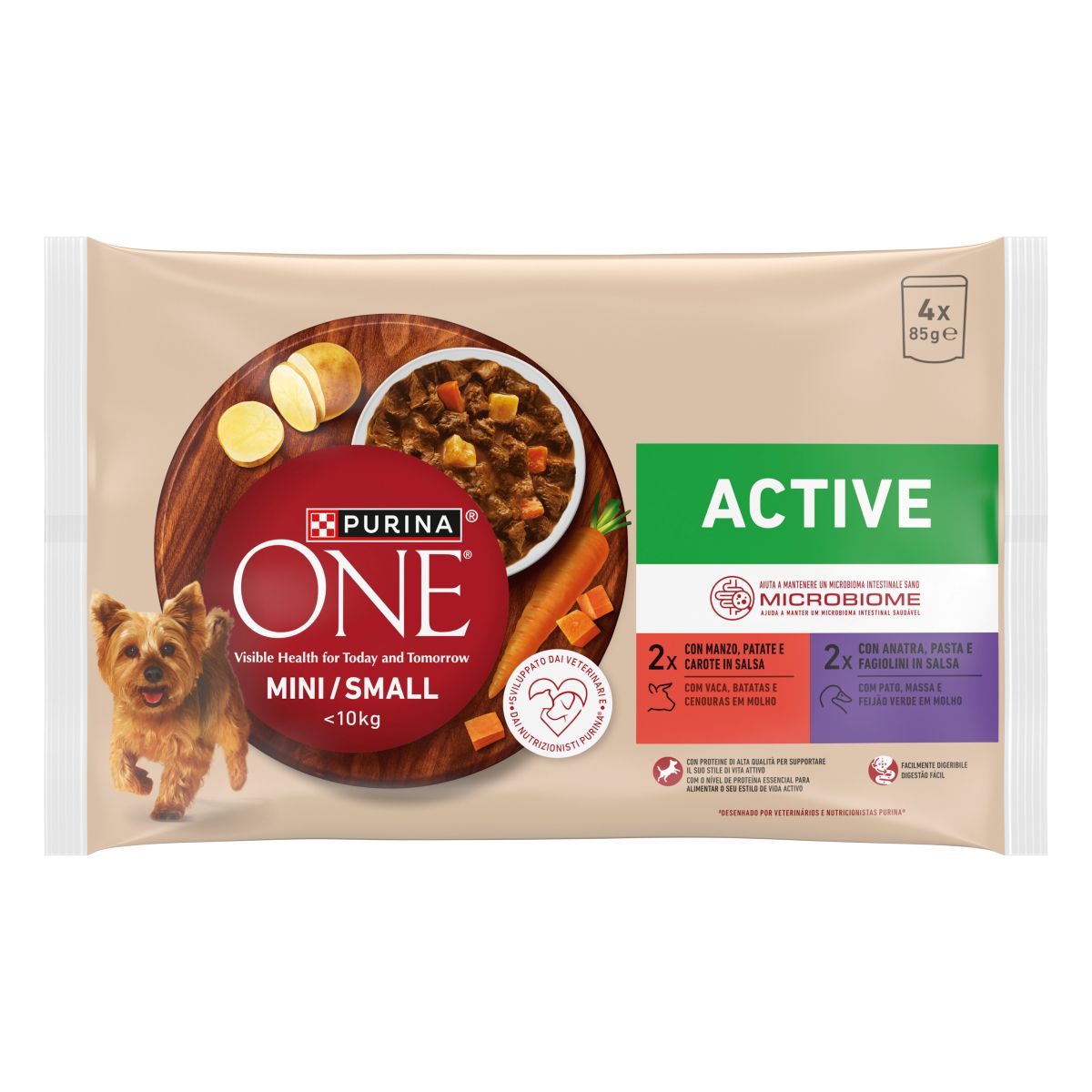Purina ONE Active 4x85g Manzo e Anatra in Salsa