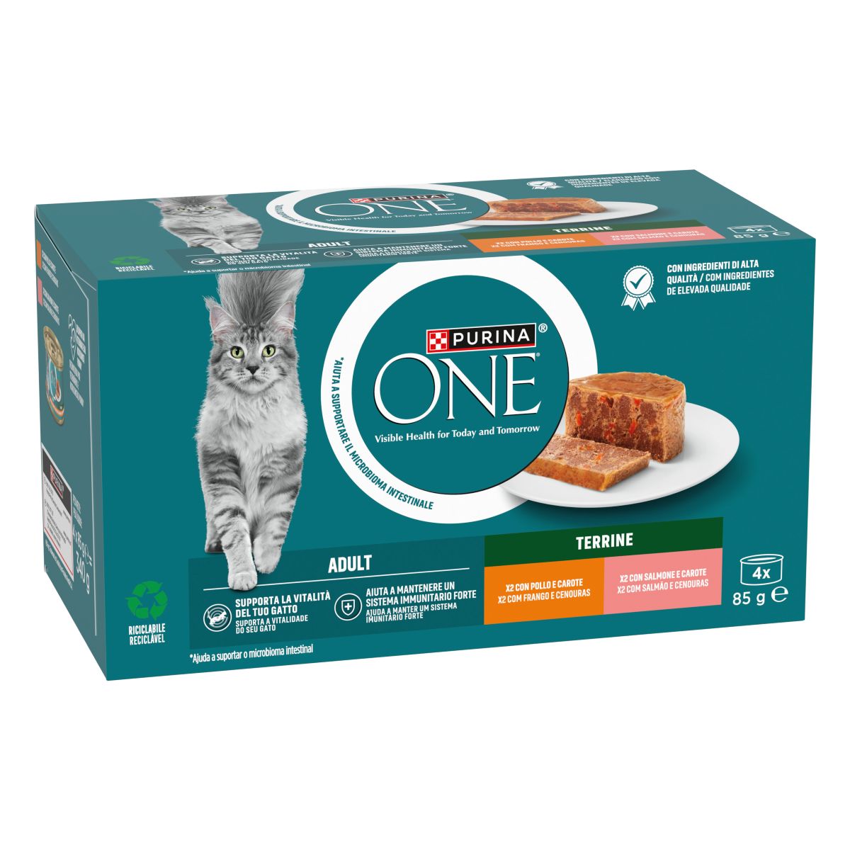 Purina ONE Bifensis Adult
(Pollo e Carote / Salmone e Carote)