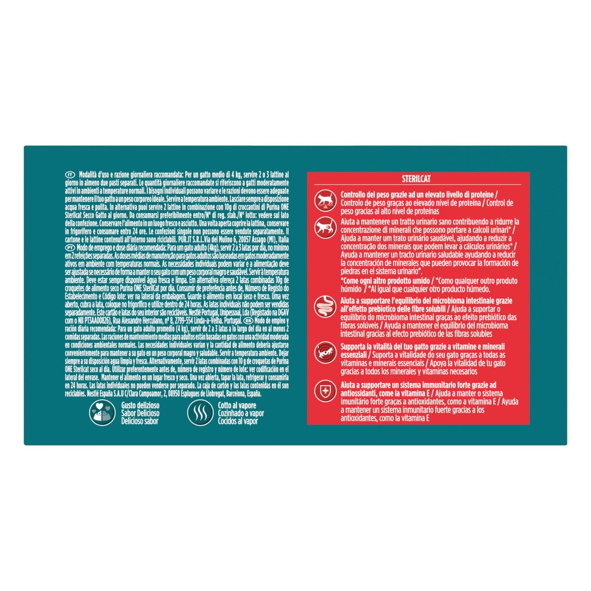 Purina ONE Bifensis Steril 
(Tacchino e Spinaci / Salmone e Carote)