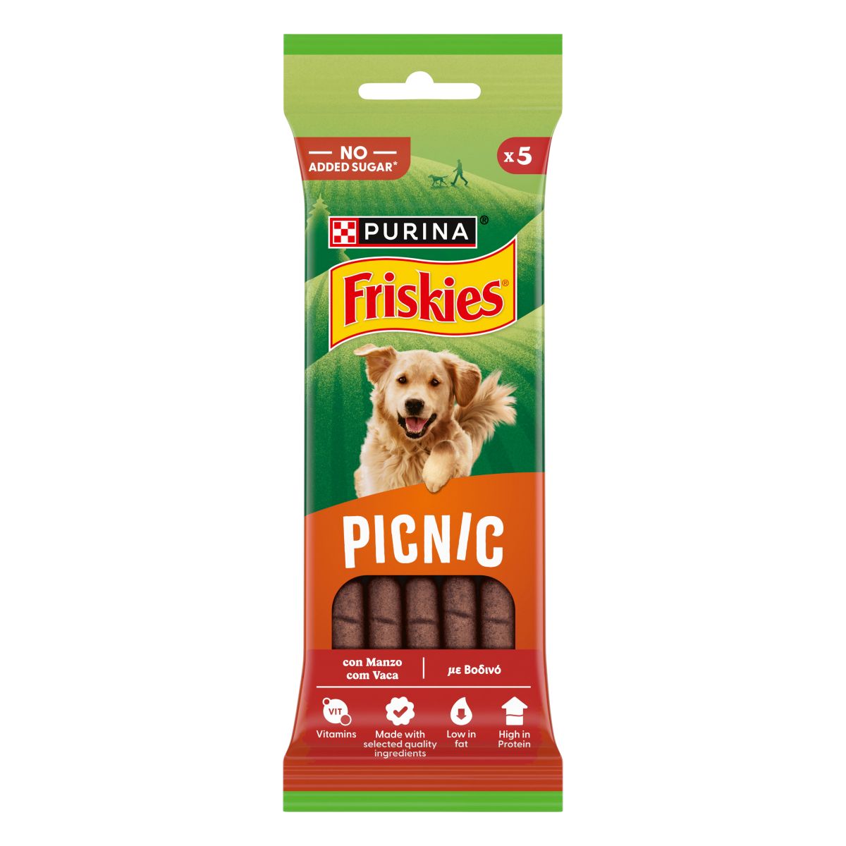 FRISKIES Picnic 5x Cane Snack Ricco in Manzo