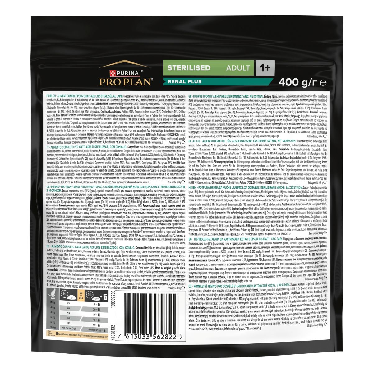 PURINA PRO PLAN® Sterilised Adult 1+ Renal Plus Con Coniglio 400g