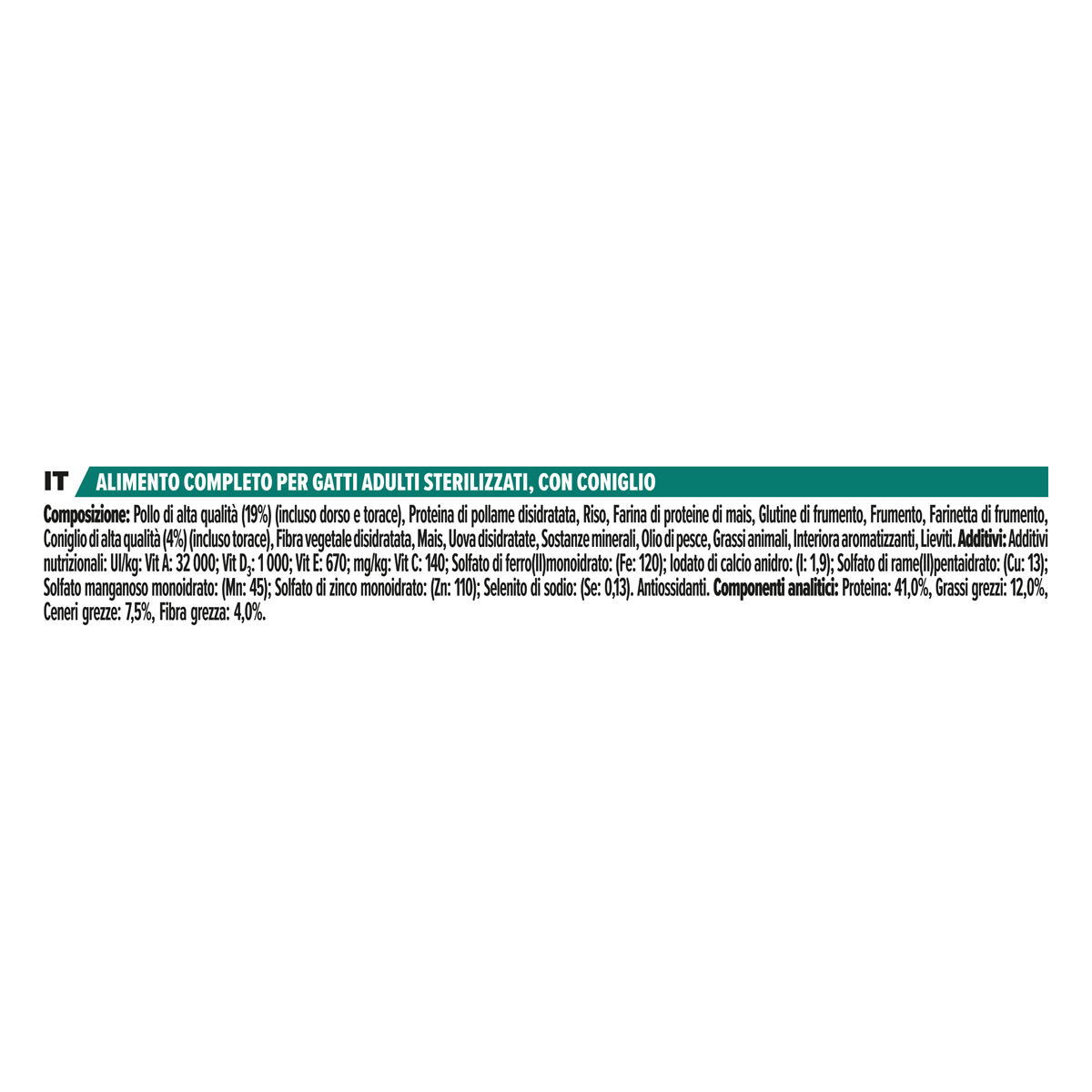 PURINA PRO PLAN® Sterilised Adult 1+ Renal Plus Con Coniglio