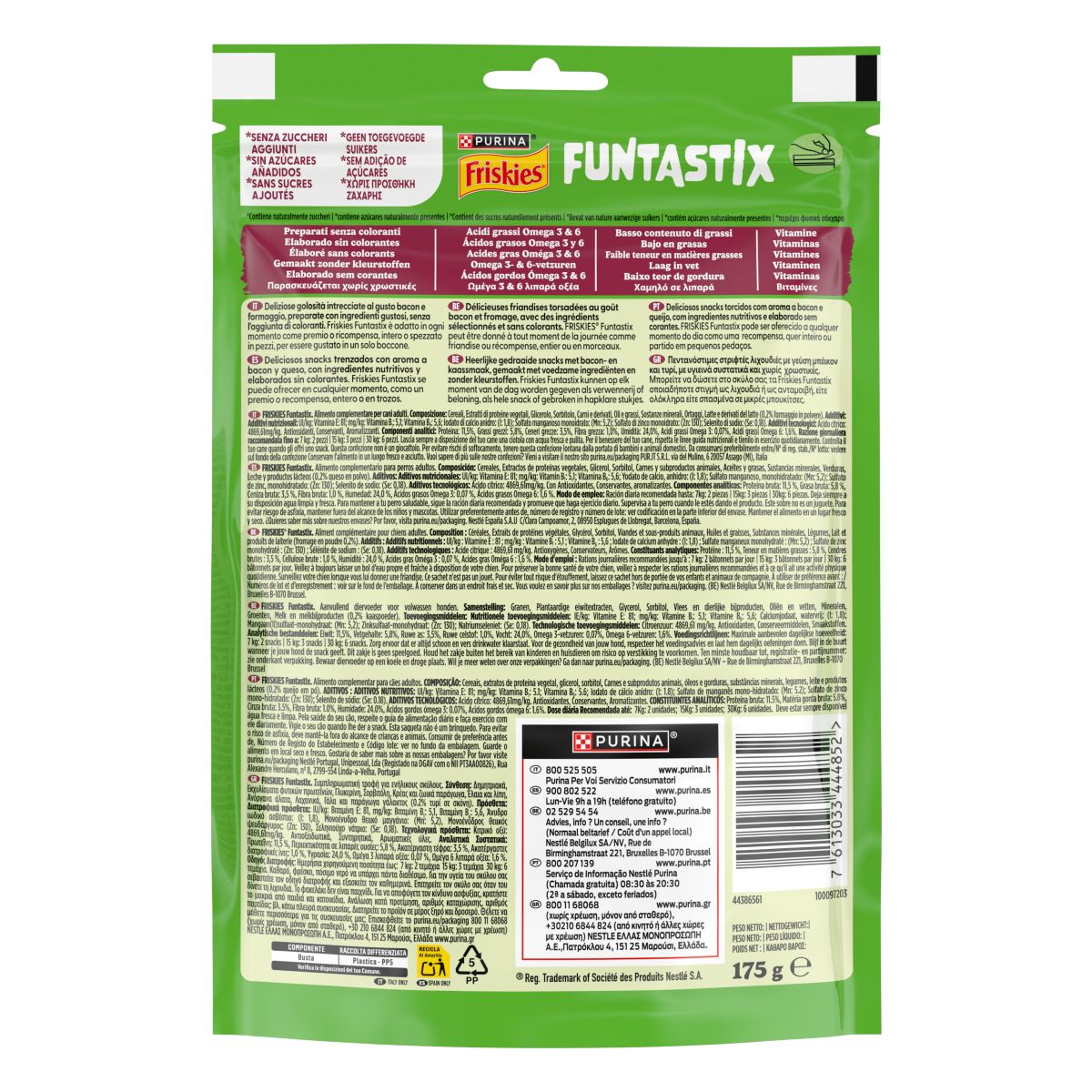 FRISKIES® Funtastix Snack Cane al delizioso gusto di Bacon e Formaggio