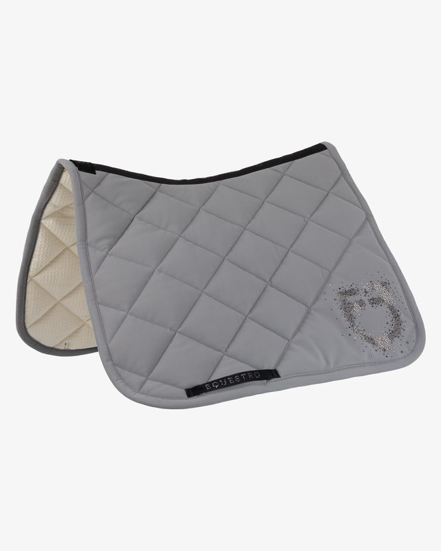 Dressage saddle pad with rhinestone logo