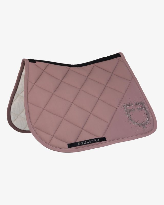 Jumping saddle pad with rhinestone logo