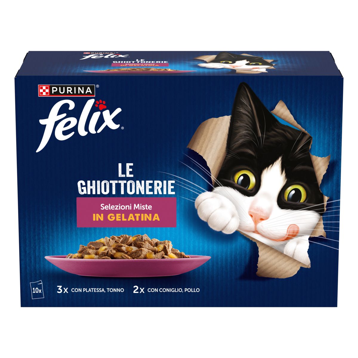 Felix Ghiottonerie 10x85g Selezioni Miste - Manzo/Pollo/Salmone/Tonno