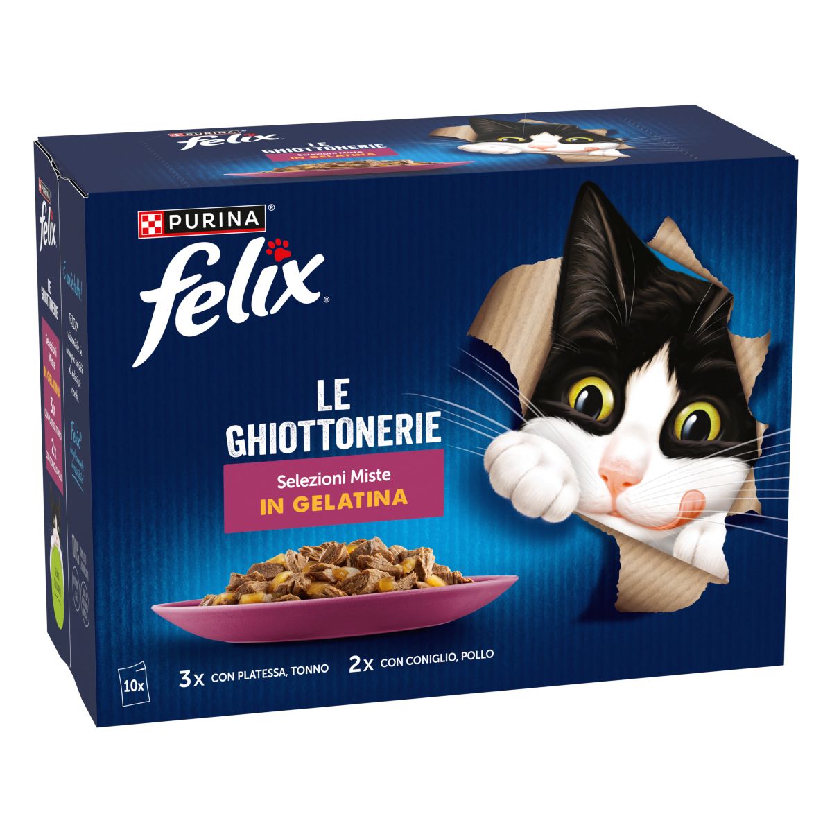 Felix Ghiottonerie 10x85g Selezioni Miste - Platessa/tonno/coniglio/pollo