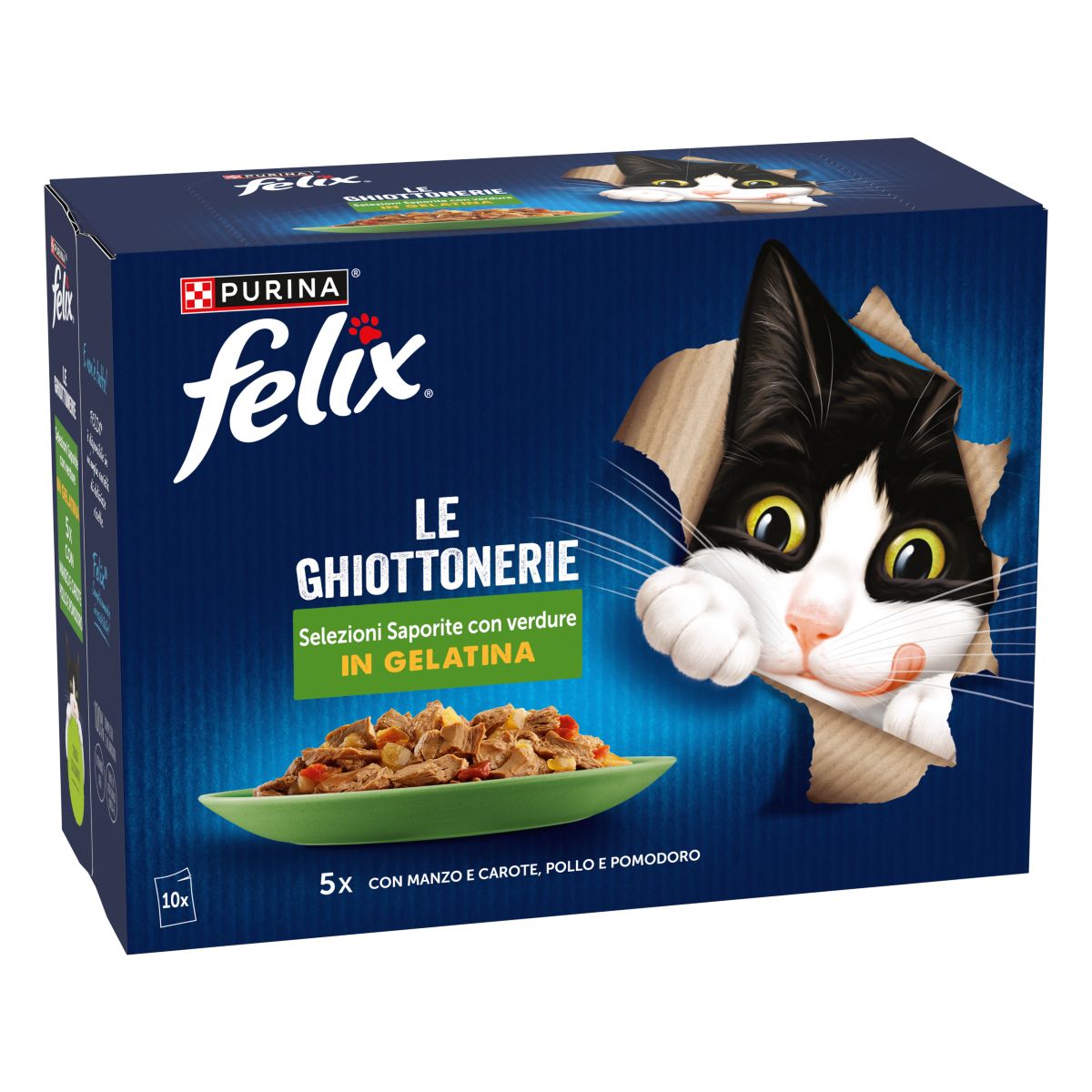 Felix Ghiottonerie 10x85g Selezioni Saporite con Verdure - Manzo & Carote/Pollo & Pomodoro