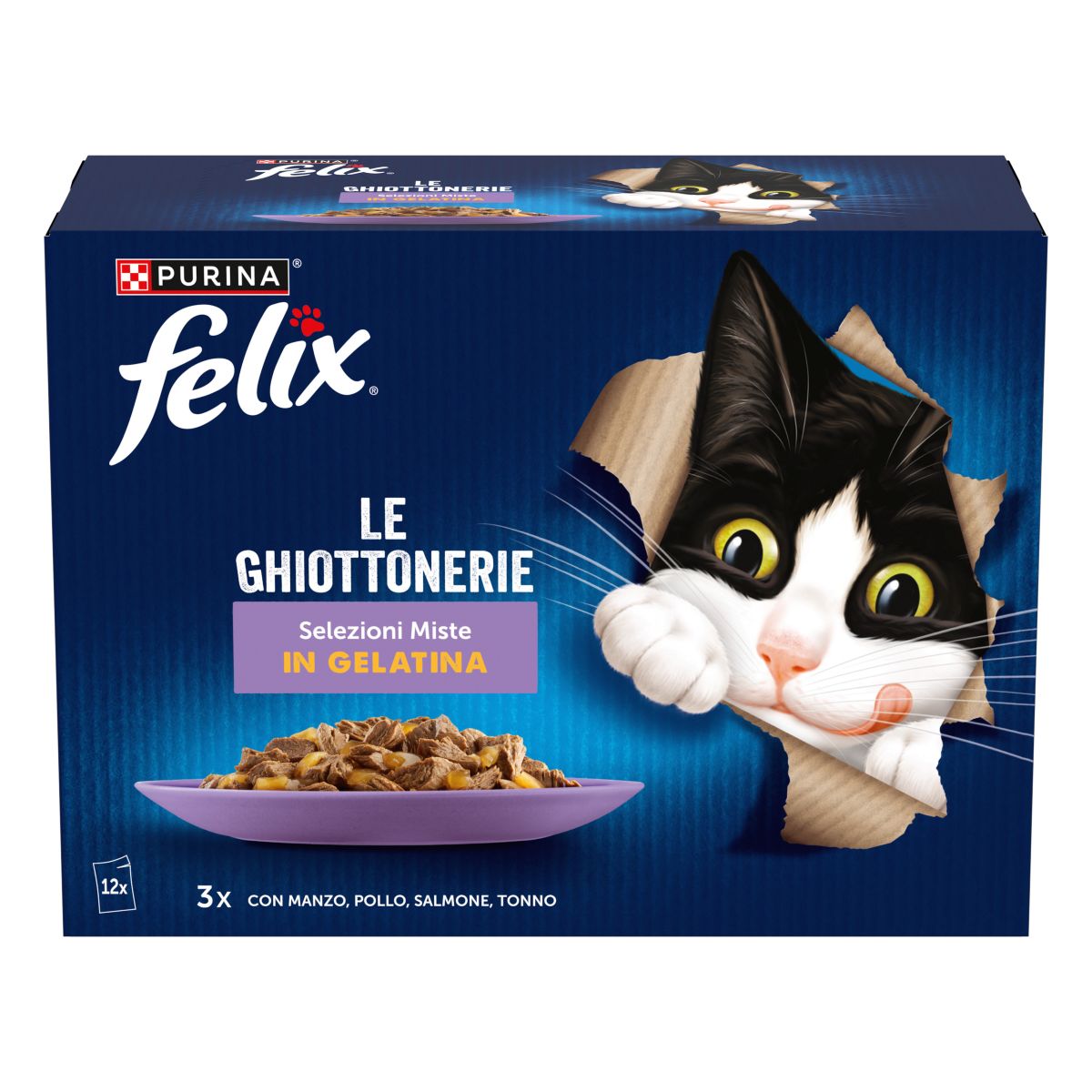 Felix Le Ghiottonerie 12x85g Selezioni Miste - Manzo/Pollo/Salmone/Tonno