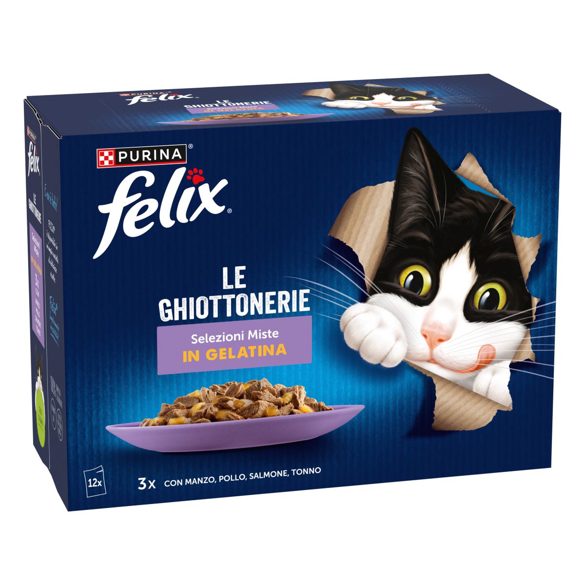 Felix Le Ghiottonerie 12x85g Selezioni Miste - Manzo/Pollo/Salmone/Tonno
