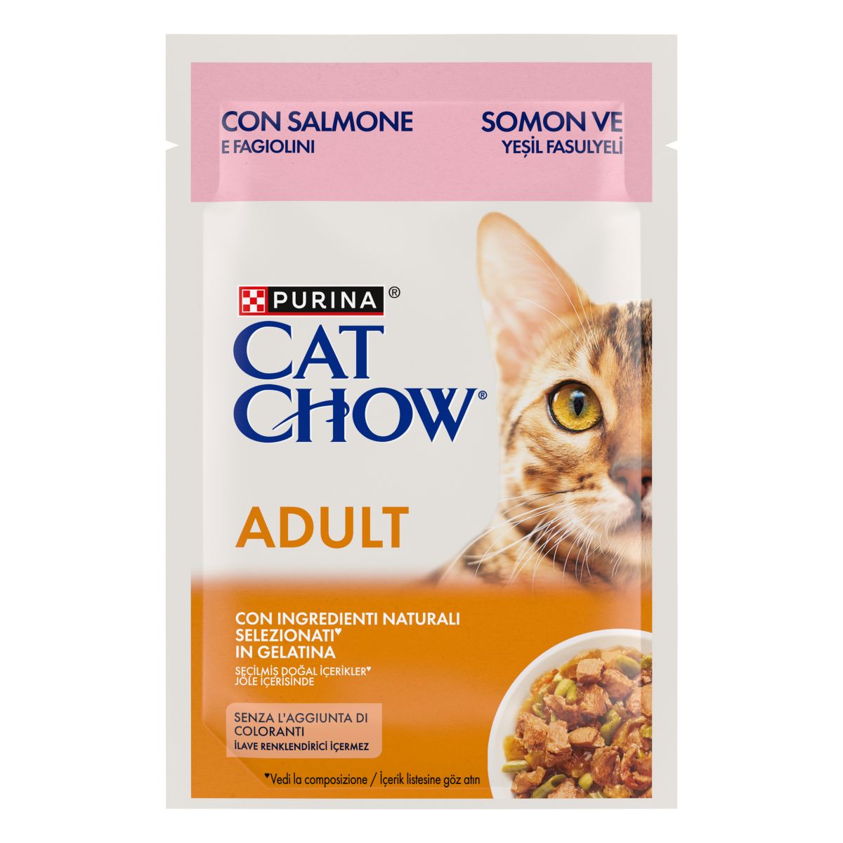 Cat Chow® Adult Teneri Pezzetti in Gelatina con Salmone e Fagiolini