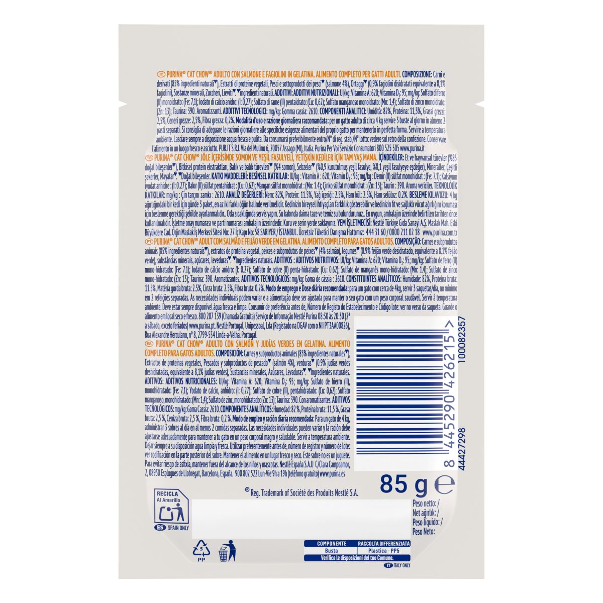 Cat Chow® Adult Teneri Pezzetti in Gelatina con Salmone e Fagiolini