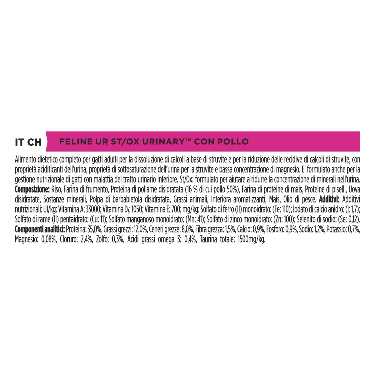 PURINA PRO PLAN® VETERINARY DIETS secco gatto UR Urinary St/Ox con Pollo