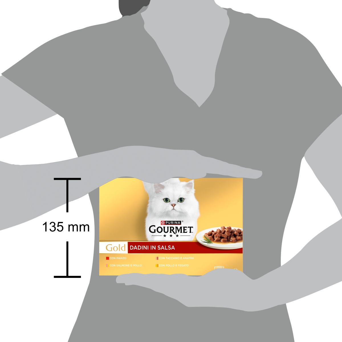 GOURMET® Gold Gatto Dadini in Salsa con Manzo, Salmone e Pollo, Tacchino e Anatra, Pollo e Fegato
