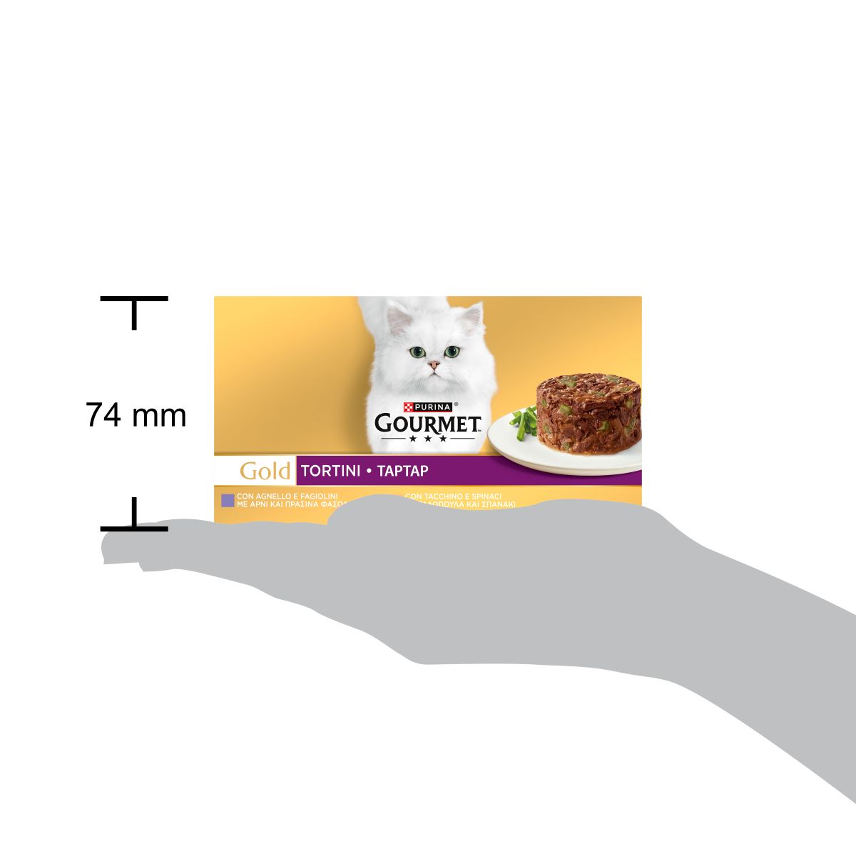 GOURMET® Gold Tortini Gatto con Agnello e Fagiolini, con Tacchino e Spinaci