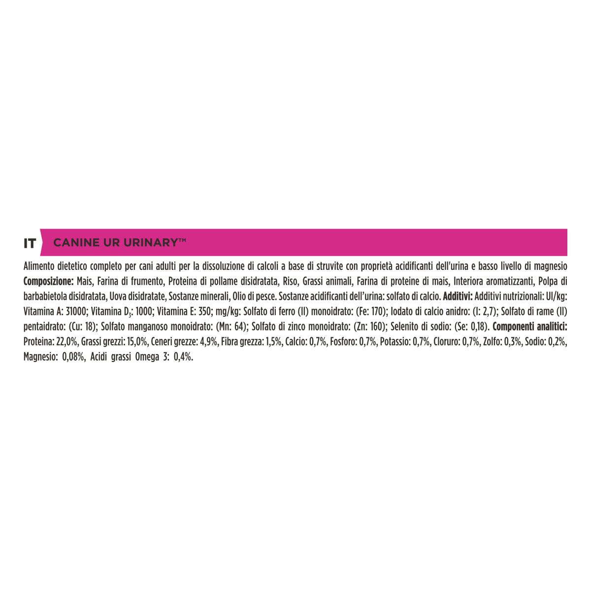 PURINA PRO PLAN® VETERINARY DIETS secco cane UR Urinary