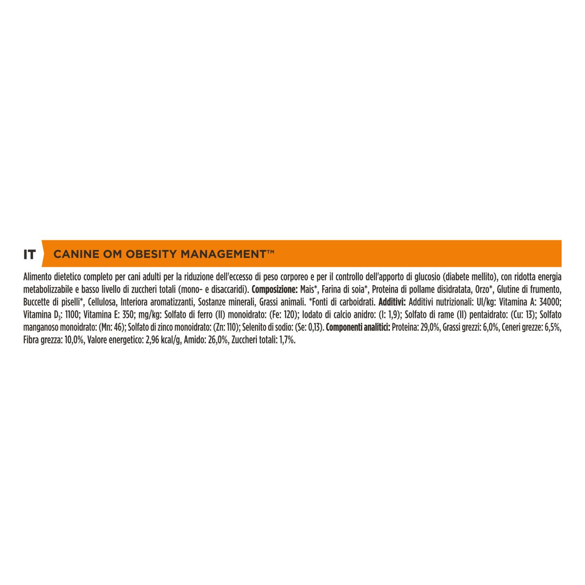 PURINA PRO PLAN® VETERINARY DIETS secco cane OM Obesity Management