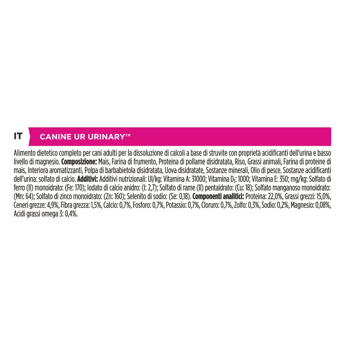 PURINA PRO PLAN® VETERINARY DIETS secco cane UR Urinary