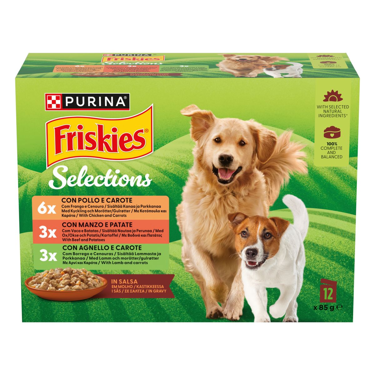 Friskies Buste 12x85gr Manzo, Pollo e Agnello in salsa

