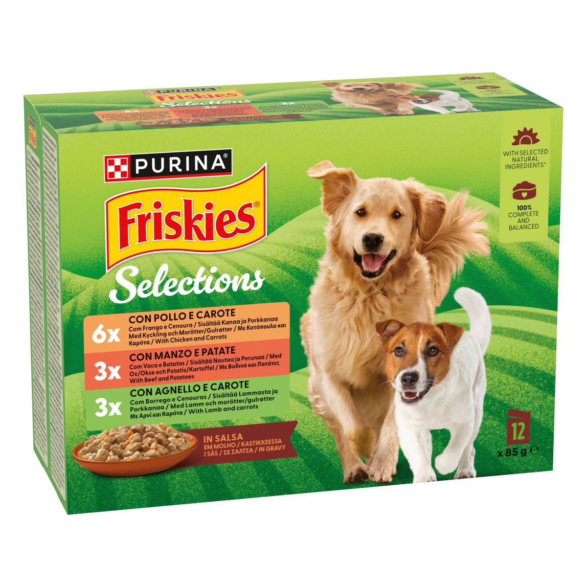 Friskies Buste 12x85gr Manzo, Pollo e Agnello in salsa

